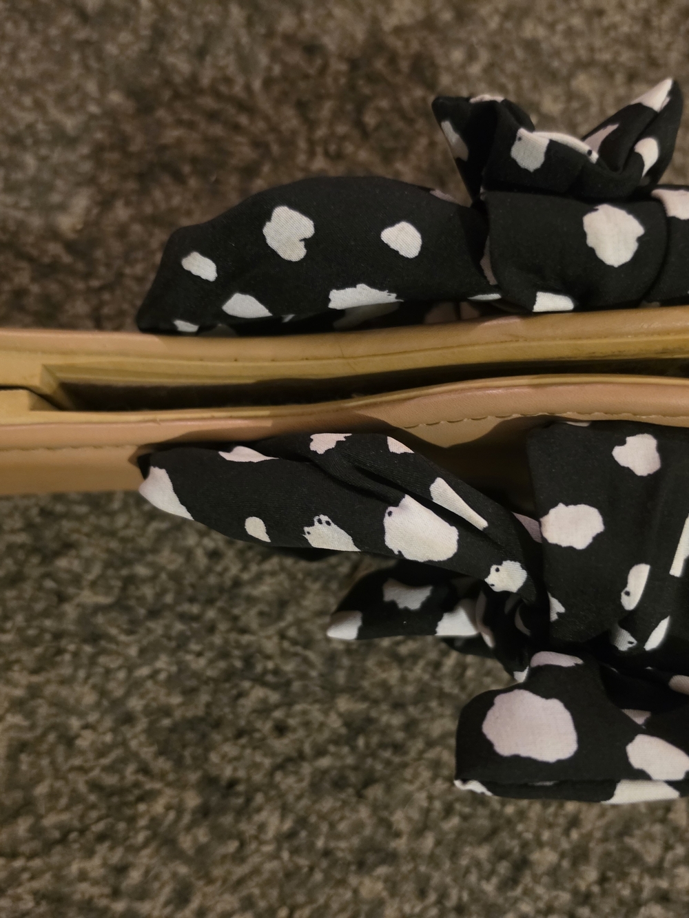 Black and White Bow Slide Sandals